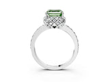 White gold Fancy Green Asscher  Diamond Solitaire Ring with Shared Prong Pavé Band_30