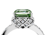 White gold Fancy Green Asscher  Diamond Solitaire Ring with Shared Prong Pavé Band_33