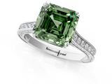 White gold Fancy Green Asscher  Diamond Solitaire with Pave Band and Six-Prong Setting_1