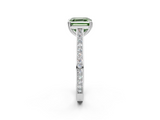 White gold Fancy Green Asscher  Diamond Solitaire with Pave Band and Six-Prong Setting_2