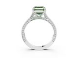 White gold Fancy Green Asscher  Diamond Solitaire with Pave Band and Six-Prong Setting_3