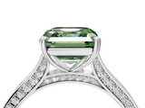 White gold Fancy Green Asscher  Diamond Solitaire with Pave Band and Six-Prong Setting_4