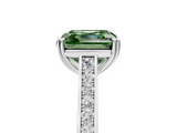 White gold Fancy Green Asscher  Diamond Solitaire with Pave Band and Six-Prong Setting_5