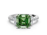 White gold Fancy Green Asscher  Diamond Three-Stone Pave Band with Four-Prong Setting_17