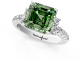 White gold Fancy Green Asscher  Diamond Three-Stone Pave Band with Four-Prong Setting_18
