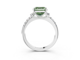 White gold Fancy Green Asscher  Diamond Three-Stone Pave Band with Four-Prong Setting_20