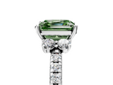 White gold Fancy Green Asscher  Diamond Three-Stone Pave Band with Four-Prong Setting_22