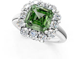 White gold Fancy Green Asscher  Halo Cluster Diamond Engagement Ring with Prong Setting and Polished Band_51