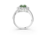 White gold Fancy Green Asscher  Halo Cluster Diamond Engagement Ring with Prong Setting and Polished Band_53
