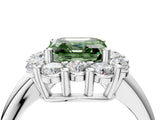 White gold Fancy Green Asscher  Halo Cluster Diamond Engagement Ring with Prong Setting and Polished Band_54