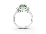 White gold Fancy Green Asscher  Halo Cluster Diamond Engagement Ring with Solitaire Band and Prong Setting_32