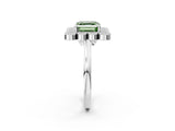 White gold Fancy Green Asscher  Halo Diamond Cluster Engagement Ring with Milgrain Bezel Setting and Solitaire Band_29