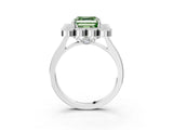 White gold Fancy Green Asscher  Halo Diamond Cluster Engagement Ring with Milgrain Bezel Setting and Solitaire Band_30