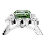 White gold Fancy Green Asscher  Halo Diamond Cluster Engagement Ring with Milgrain Bezel Setting and Solitaire Band_31