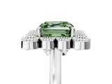 White gold Fancy Green Asscher  Halo Diamond Cluster Engagement Ring with Milgrain Bezel Setting and Solitaire Band_32