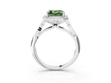 White gold Fancy Green Asscher  Halo Diamond Engagement Ring with Filigree Band and Four-Prong Setting_96