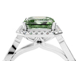 White gold Fancy Green Asscher  Halo Diamond Engagement Ring with Filigree Band and Four-Prong Setting_97
