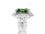 White gold Fancy Green Asscher  Halo Diamond Engagement Ring with Filigree Band and Four-Prong Setting_98