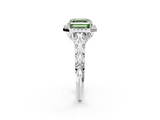 White gold Fancy Green Asscher  Halo Diamond Engagement Ring with Intricate Filigree Band and Four-Prong Setting_2