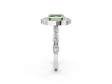 White gold Fancy Green Asscher  Halo Diamond Engagement Ring with Milgrain Band and Four-Prong Setting_38