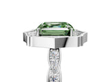 White gold Fancy Green Asscher  Halo Diamond Engagement Ring with Milgrain Band and Four-Prong Setting_41