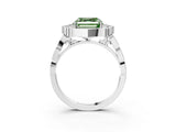 White gold Fancy Green Asscher  Halo Diamond Engagement Ring with Milgrain Band and Four-Prong Setting_43
