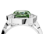 White gold Fancy Green Asscher  Halo Diamond Engagement Ring with Milgrain Band and Four-Prong Setting_44