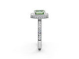 White gold Fancy Green Asscher  Halo Diamond Engagement Ring with Milgrain Pave Band and Four-Prong Setting_67