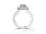 White gold Fancy Green Asscher  Halo Diamond Engagement Ring with Milgrain Pave Band and Four-Prong Setting_72