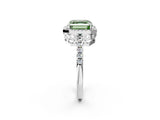 White gold Fancy Green Asscher  Halo Diamond Engagement Ring with Pavé Band and Four-Prong Setting_21