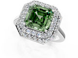 White gold Fancy Green Asscher  Halo Diamond Engagement Ring with Solitaire Band and Four-Prong Setting_18