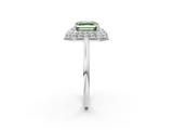 White gold Fancy Green Asscher  Halo Diamond Engagement Ring with Solitaire Band and Four-Prong Setting_19
