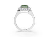 White gold Fancy Green Asscher  Halo Diamond Engagement Ring with Solitaire Band and Four-Prong Setting_20