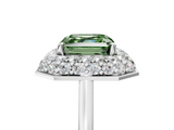 White gold Fancy Green Asscher  Halo Diamond Engagement Ring with Solitaire Band and Four-Prong Setting_22