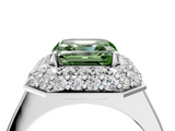 White gold Fancy Green Asscher  Halo Diamond Engagement Ring with Solitaire Band and Four-Prong Setting_22