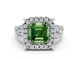 White gold Fancy Green Asscher  Halo Diamond Engagement Ring with Split Shank and Four-Prong Setting_34