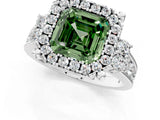 White gold Fancy Green Asscher  Halo Diamond Engagement Ring with Split Shank and Four-Prong Setting_41