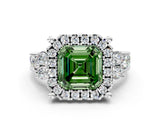 White gold Fancy Green Asscher  Halo Diamond Engagement Ring with Split Shank and Four-Prong Setting_42