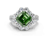White gold Fancy Green Asscher  Halo Diamond Engagement Ring with Split Shank and Prong Setting_46