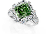 White gold Fancy Green Asscher  Halo Diamond Engagement Ring with Split Shank and Prong Setting_48