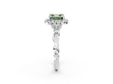 White gold Fancy Green Asscher  Halo Diamond Engagement Ring with Vintage-Inspired Band and Four-Prong Setting_5
