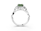 White gold Fancy Green Asscher  Halo Diamond Engagement Ring with Vintage-Inspired Band and Four-Prong Setting_6