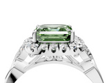White gold Fancy Green Asscher  Halo Diamond Engagement Ring with Vintage-Inspired Band and Four-Prong Setting_7