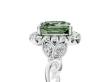 White gold Fancy Green Asscher  Halo Diamond Engagement Ring with Vintage-Inspired Band and Four-Prong Setting_8
