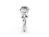 White gold Fancy Green Asscher  Halo Diamond Floral Band with Four-Prong Setting_37