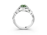 White gold Fancy Green Asscher  Halo Diamond Floral Band with Four-Prong Setting_38