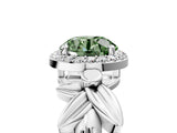 White gold Fancy Green Asscher  Halo Diamond Floral Band with Four-Prong Setting_40