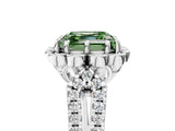 White gold Fancy Green Asscher  Halo Diamond Floral Split Shank Engagement Ring 12
