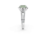 White gold Fancy Green Asscher  Halo Diamond Floral Split Shank Engagement Ring 15