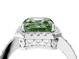 White gold Fancy Green Asscher  Halo Diamond Pavé Band Ring with Prong Setting_4